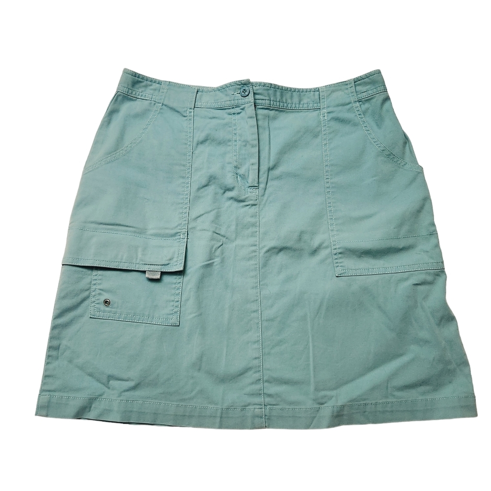 LL BEAN Women's Blue Cargo Khaki Skirt Size 12 P